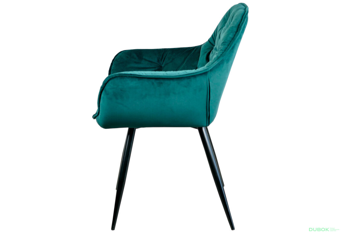 Obrázek 2 - Židle Cherry Velvet zelený Bluvel 78, matná černá kov