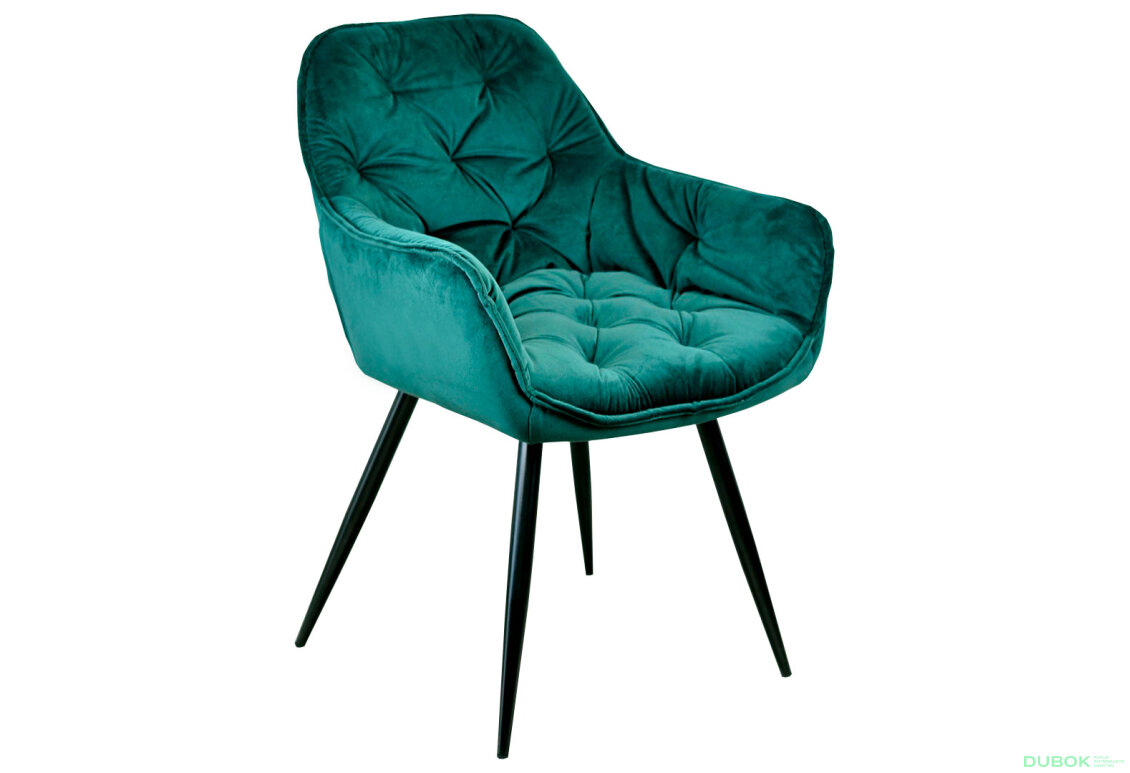 Obrázek 4 - Židle Cherry Velvet zelený Bluvel 78, matná černá kov