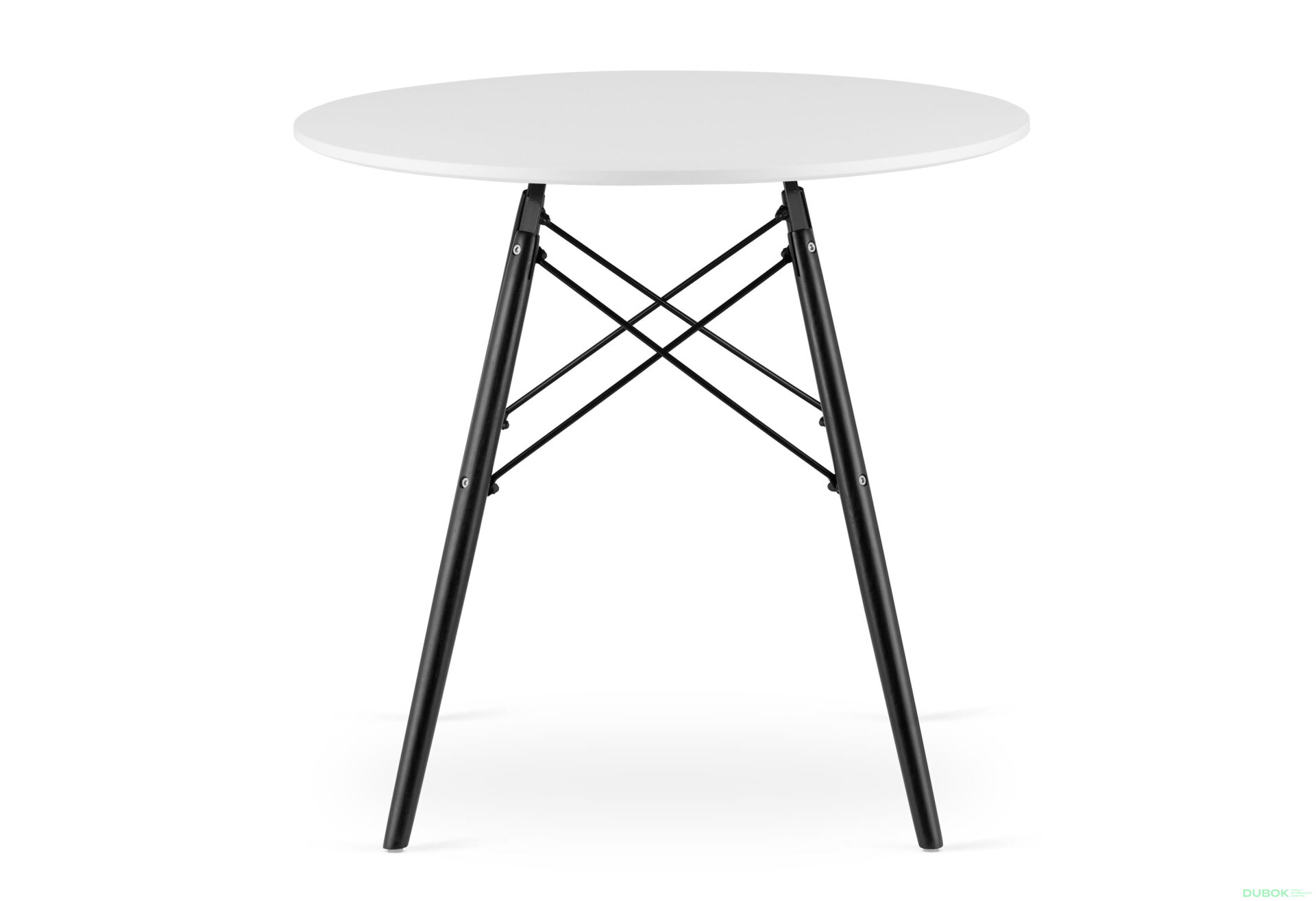 Obrázek 3 - Stůl TODI Kulatý 80cm - bílý / černé nohy
