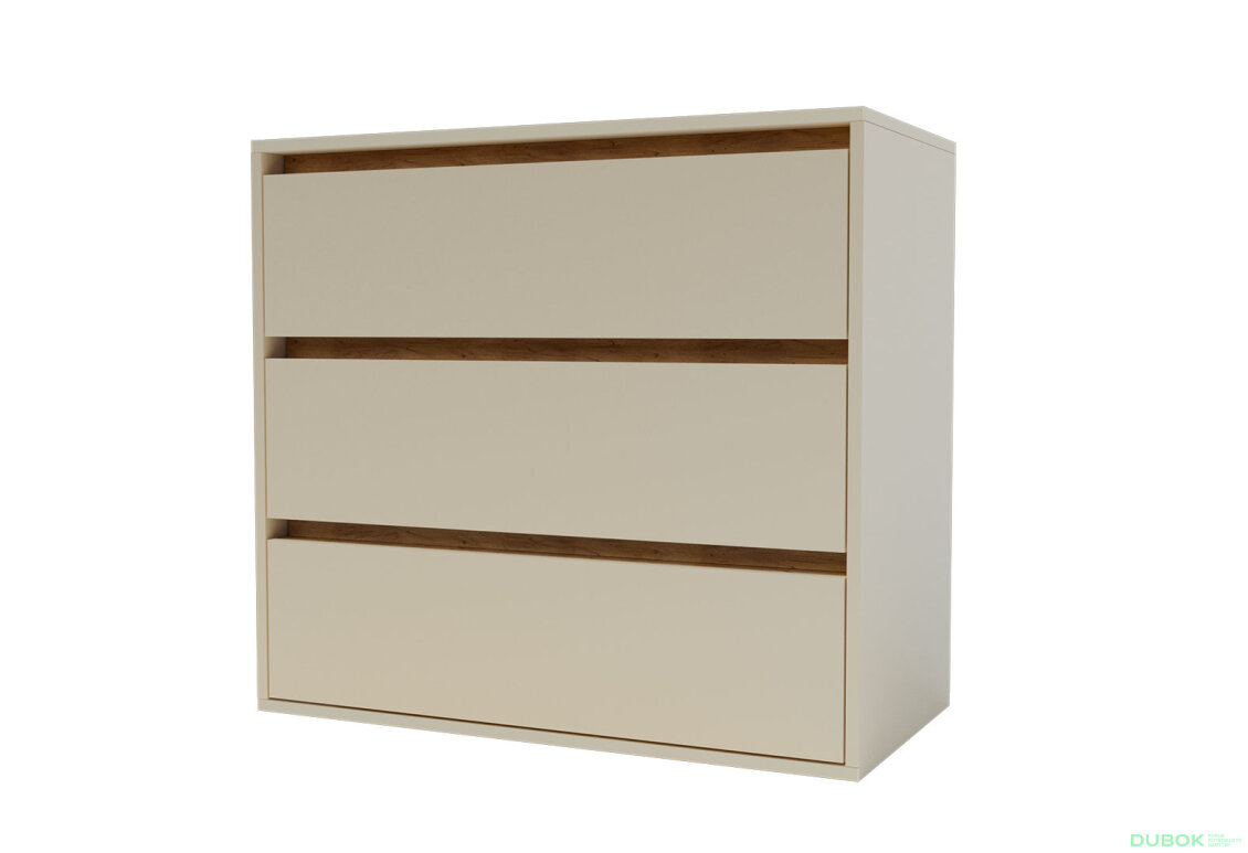 Komoda Idea K 760/800/3š satén / dub kraft zlatý