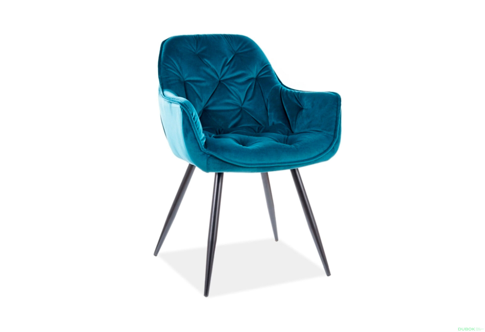 Obrázek 2 - Židle Cherry Velvet tyrkysový Bluvel 85, matná černá kov