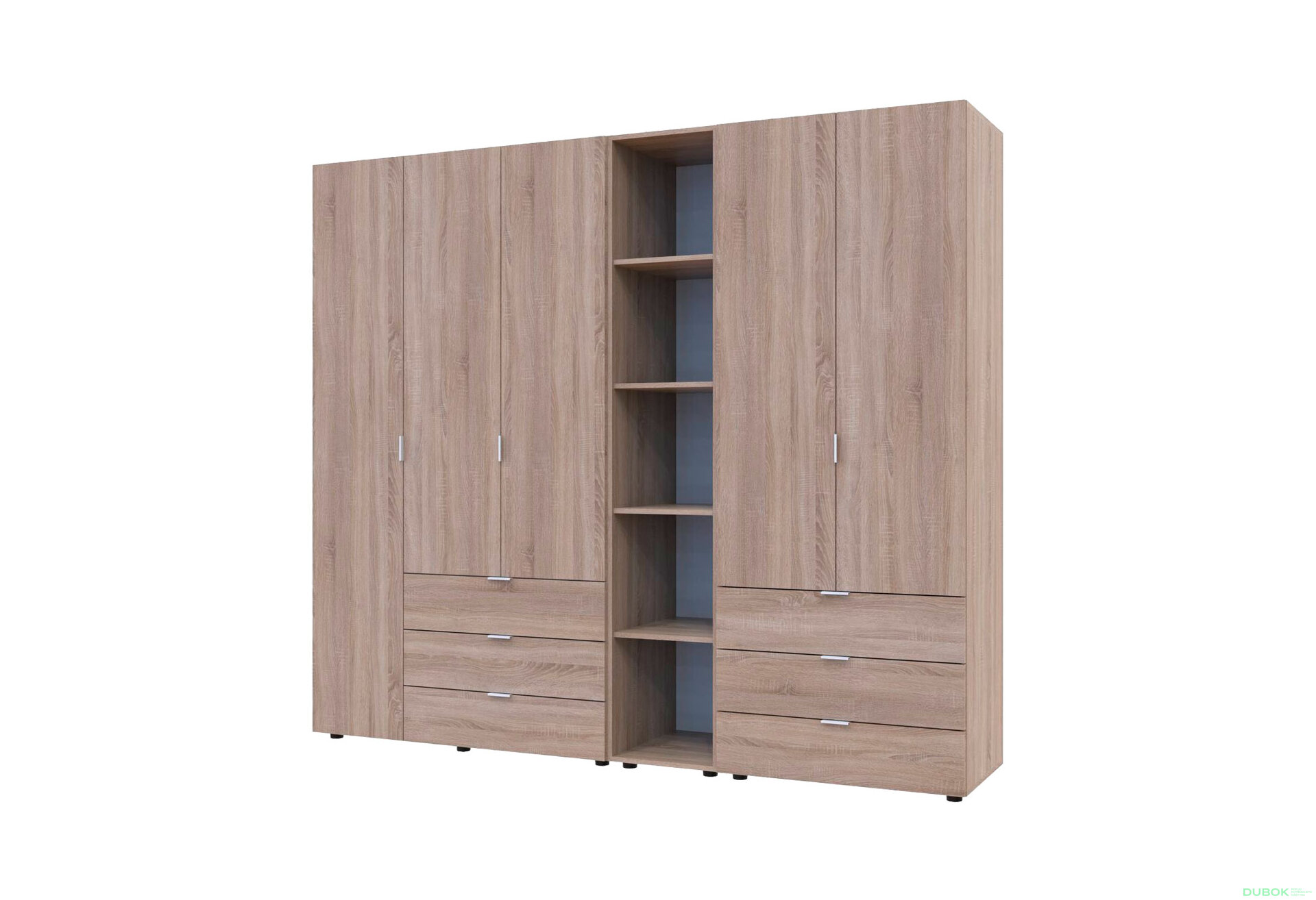Obrázek 1 - Skříň pětidveřová s regálem Gelar 232 cm Dub sonoma