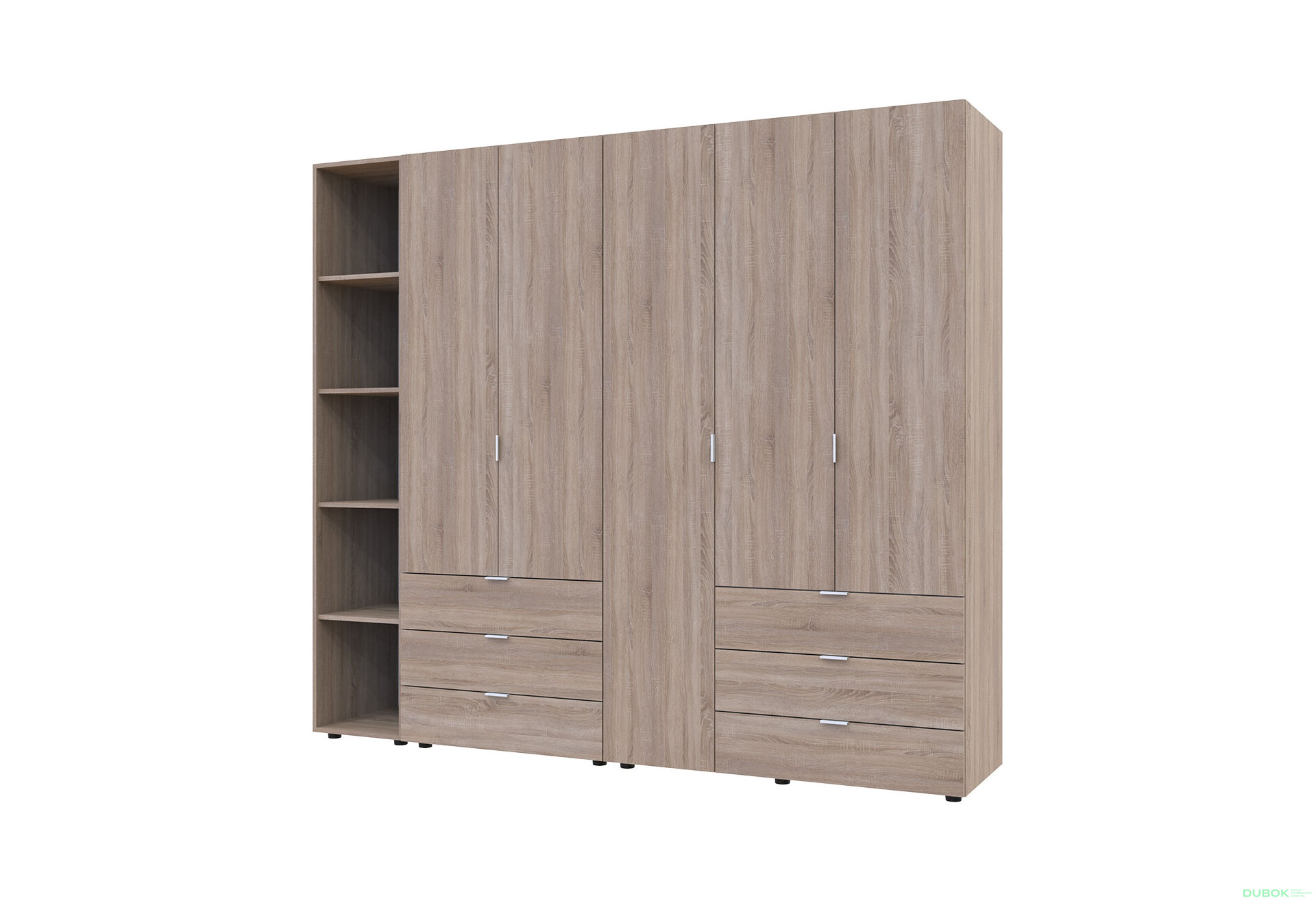 Obrázek 2 - Skříň pětidveřová s regálem Gelar 232 cm Dub sonoma