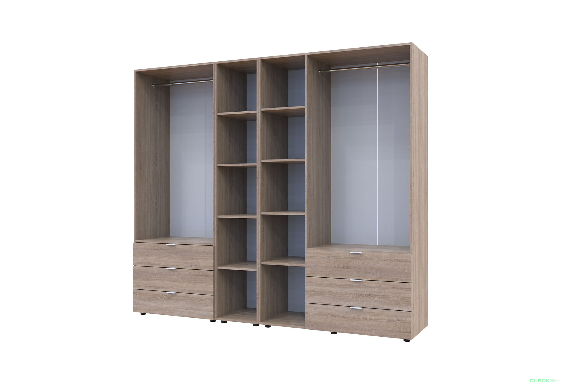 Obrázek 4 - Skříň pětidveřová s regálem Gelar 232 cm Dub sonoma