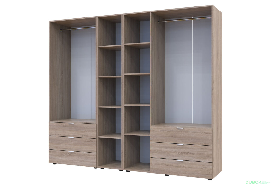 Obrázek 4 - Skříň pětidveřová s regálem Gelar 232 cm Dub sonoma