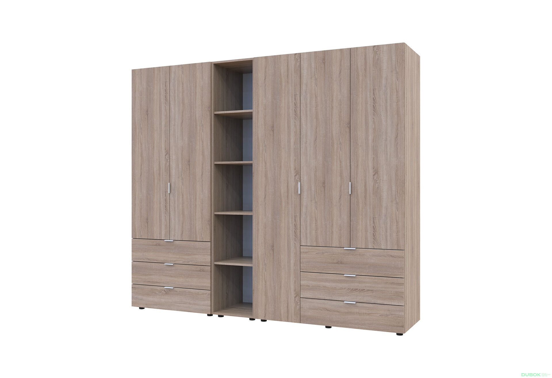 Obrázek 5 - Skříň pětidveřová s regálem Gelar 232 cm Dub sonoma