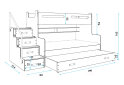 Obrázek 4 - Patrová postel Max 3 pro tři osoby bílé 80x200 / 120x200 / 80x190, s roštem, matrací