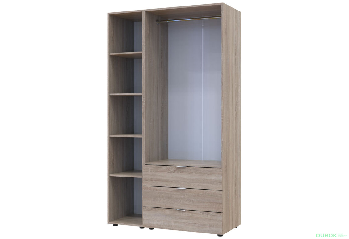 Obrázek 4 - Skříň třídveřová se zrcadlem Gelar 116.5 cm Dub sonoma