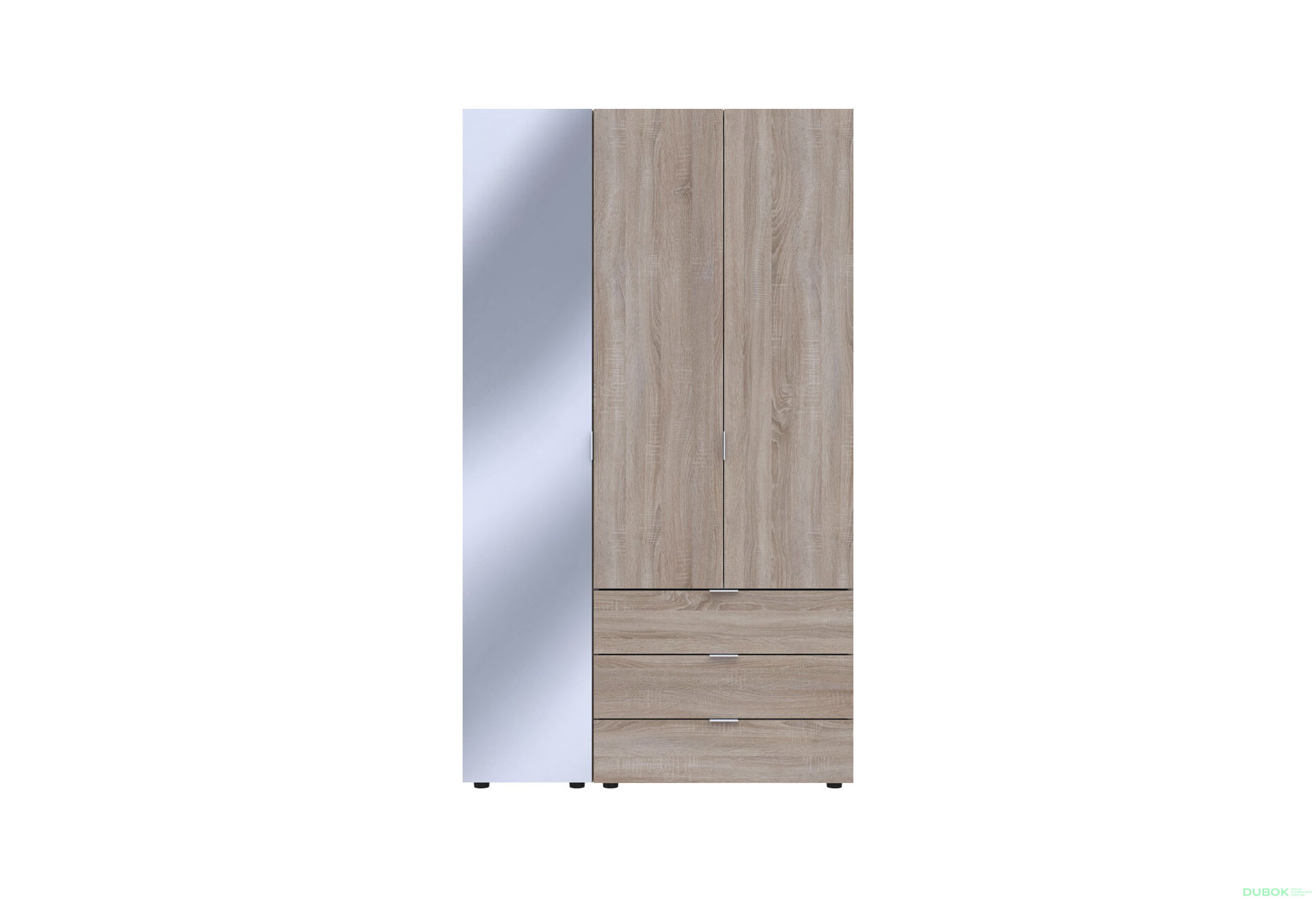 Obrázek 3 - Skříň třídveřová se zrcadlem Gelar 116.5 cm Dub sonoma