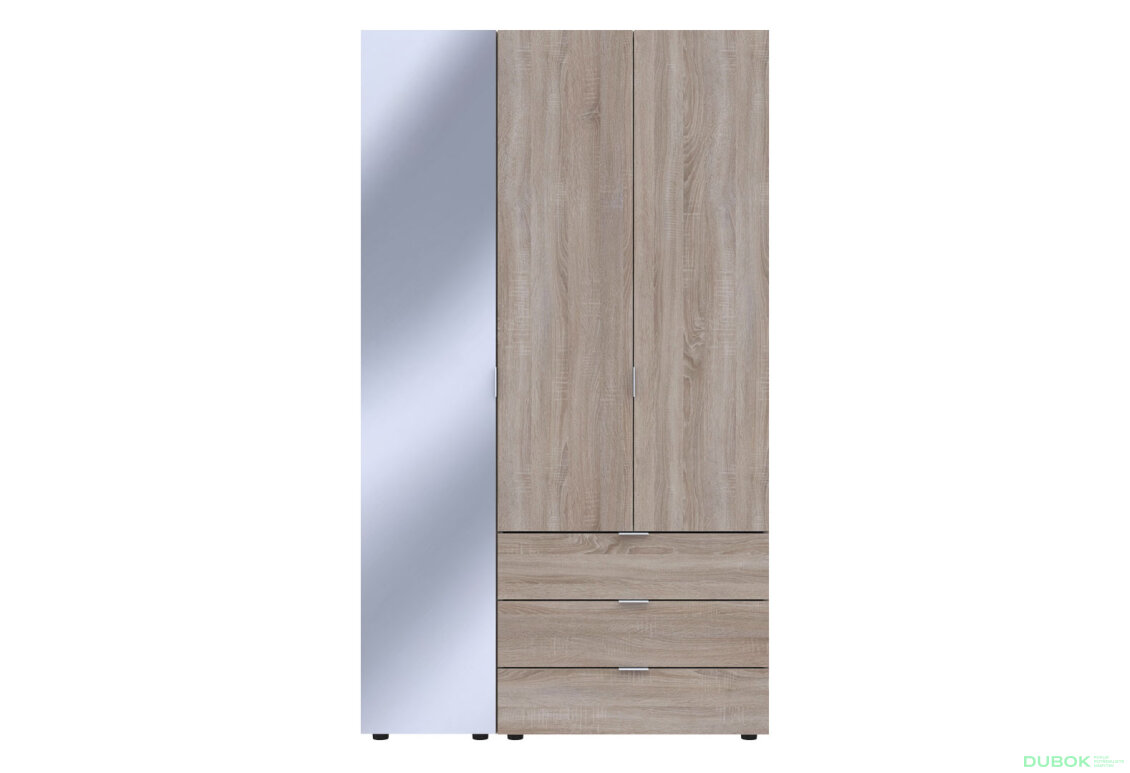 Obrázek 3 - Skříň třídveřová se zrcadlem Gelar 116.5 cm Dub sonoma