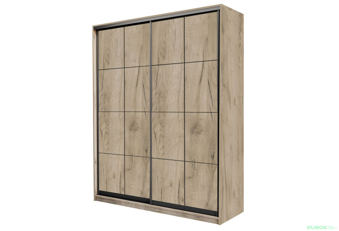 Skříň 2D Loft 1500x2400x600, 2 DTD Lines BL, Dub kraft šedý