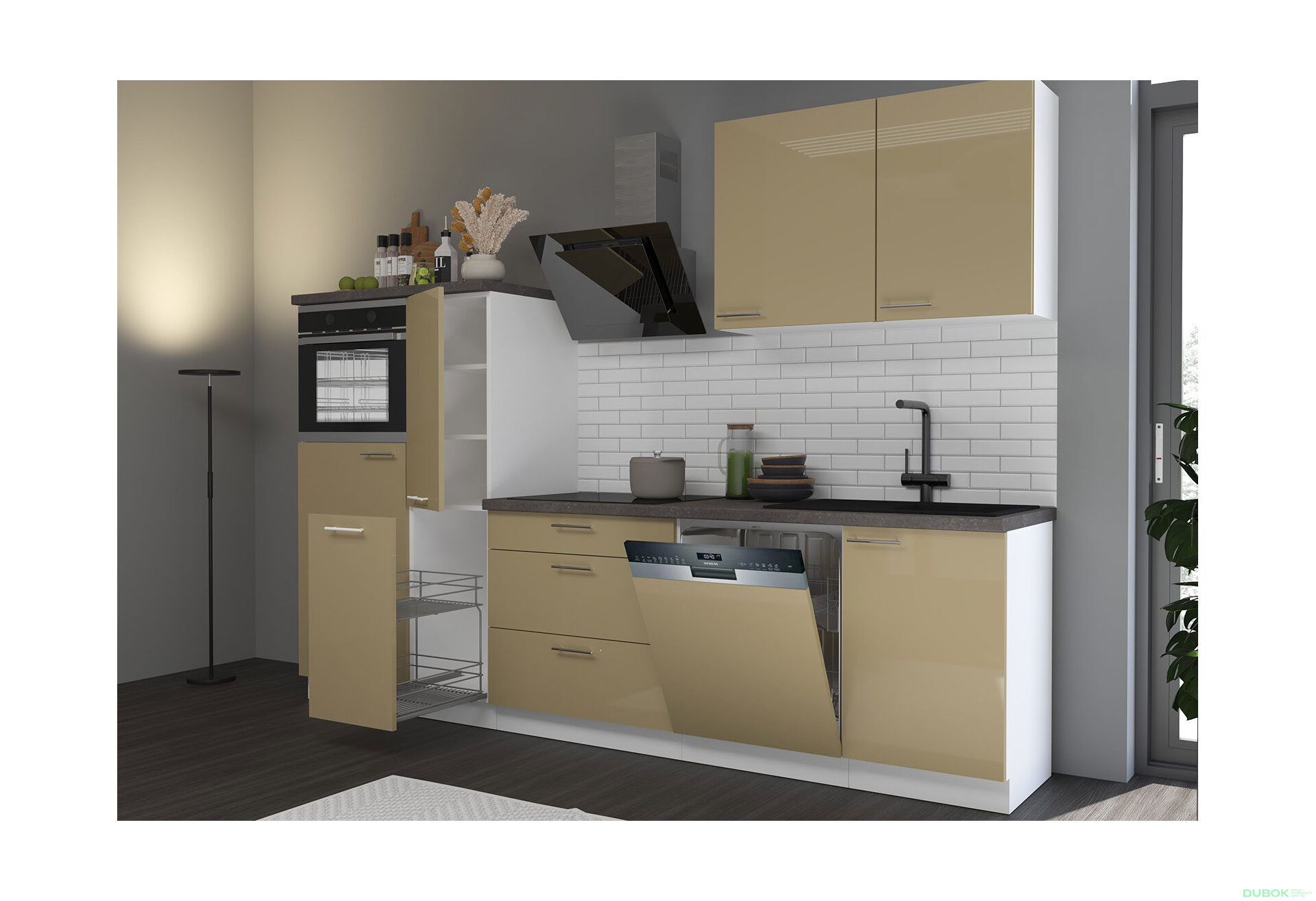 Obrázek 2 - Kuchyňská sestava 2.8 m Lara bílý / cappuccino lesk