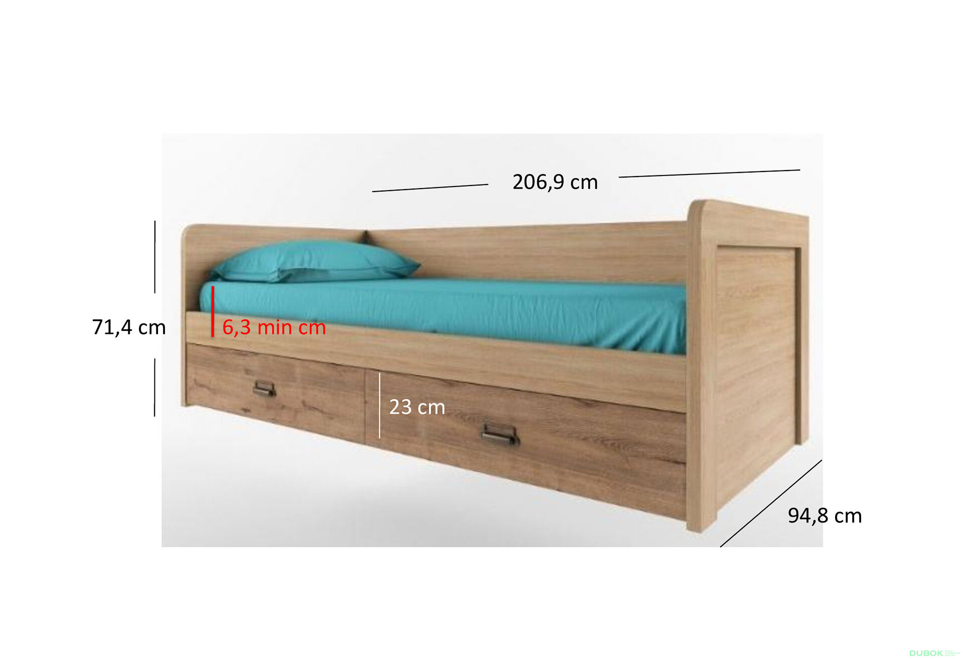 Obrázek 4 - Postel 2s/90x200 s roštem madura / wellington Diesel