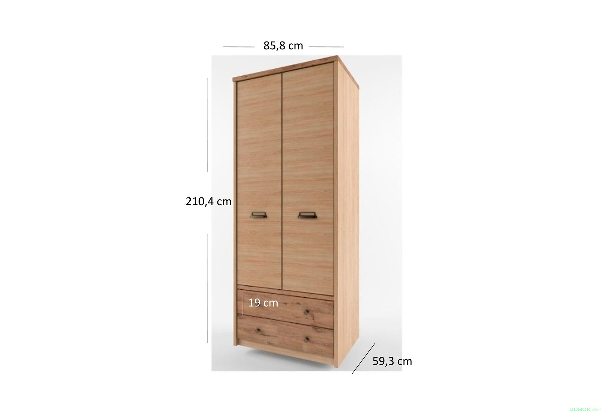 Obrázek 3 - Skříň dvoudveřová se 2 zásuvkami Diesel 85x210x59,3 cm Madura / Wellington