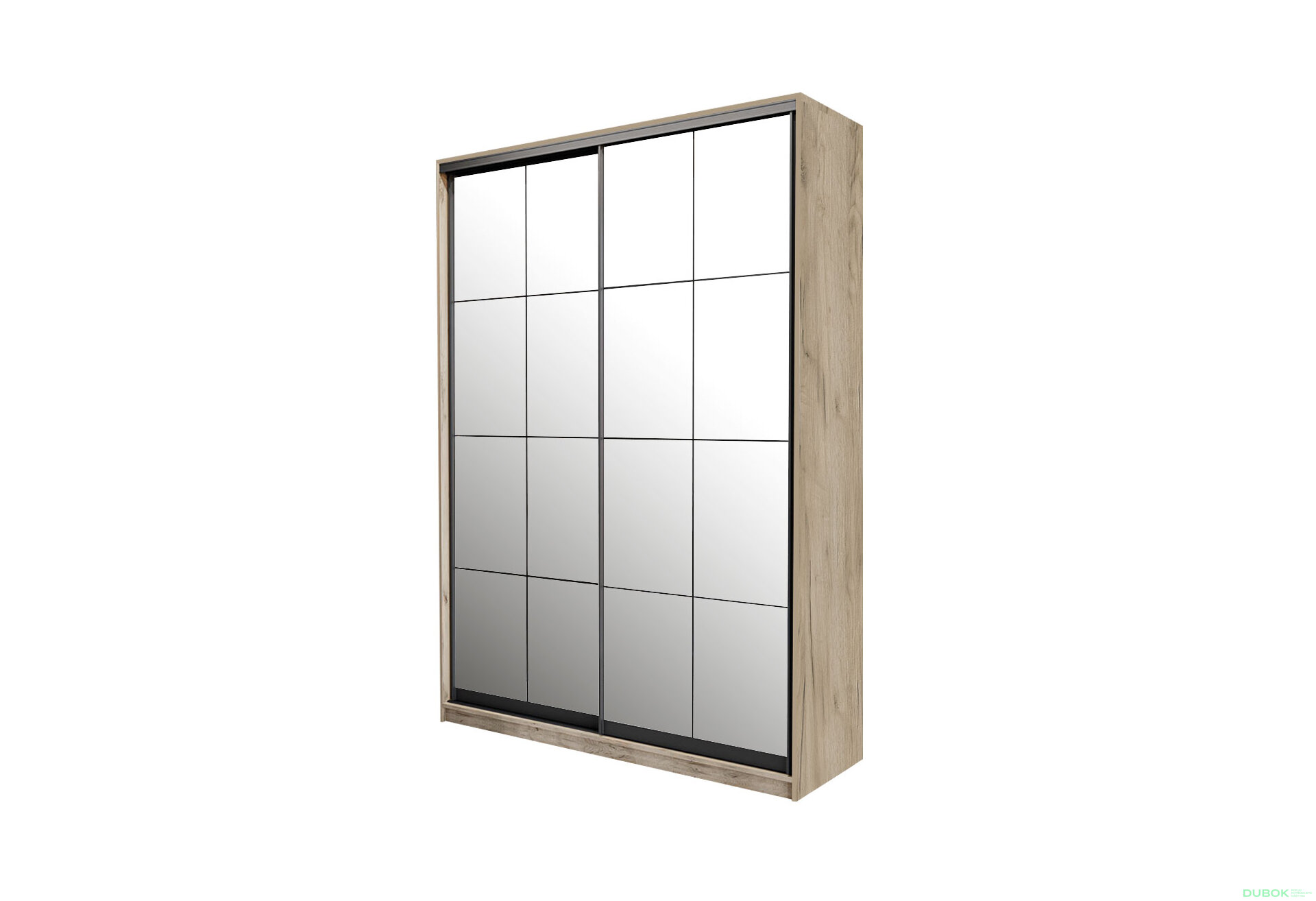 Obrázek 1 - Skříň 2D Loft 1200x2400x600, 2 zrcadla Lines BL, Dub kraft šedý