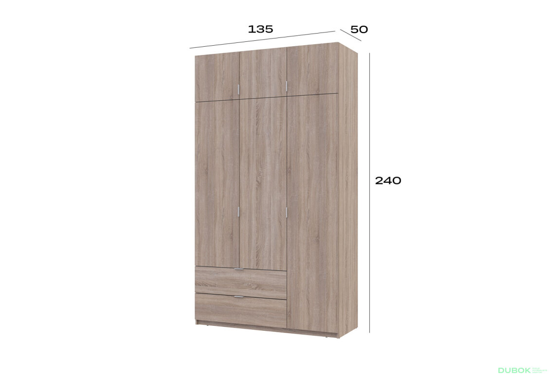 Obrázek 8 - Skříň čtyřdveřová Lukas 135 cm dub sonoma