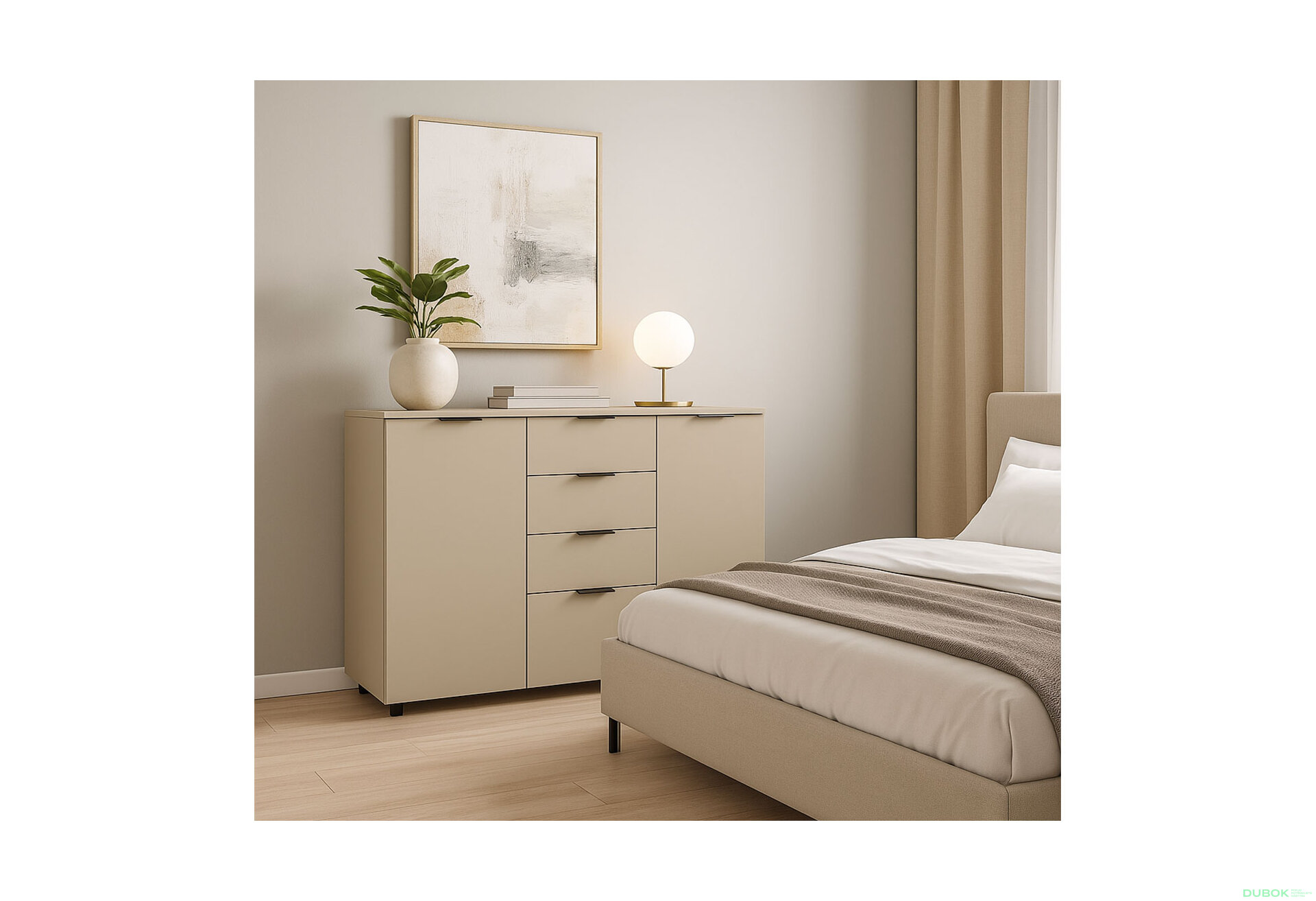 Obrázek 2 - Komoda s dvířky a 4 zásuvkami Ron 5 140 cm kašmír