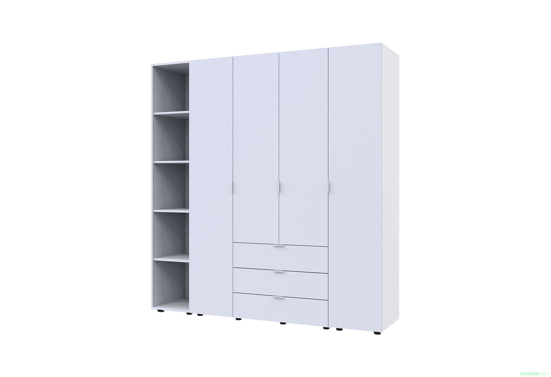 Obrázek 1 - Skříň čtyřdveřová s regálem Gelar 193.2 cm Bílá