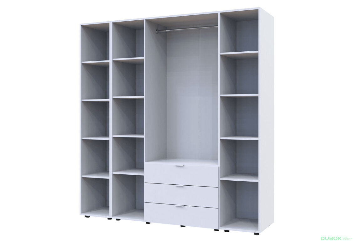 Obrázek 3 - Skříň čtyřdveřová s regálem Gelar 193.2 cm Bílá