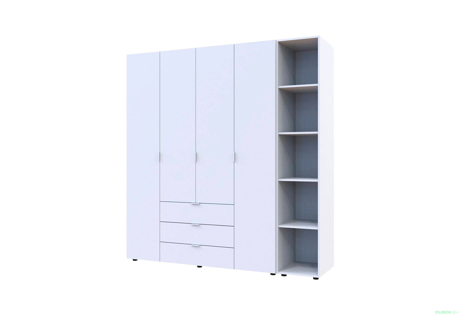 Obrázek 2 - Skříň čtyřdveřová s regálem Gelar 193.2 cm Bílá